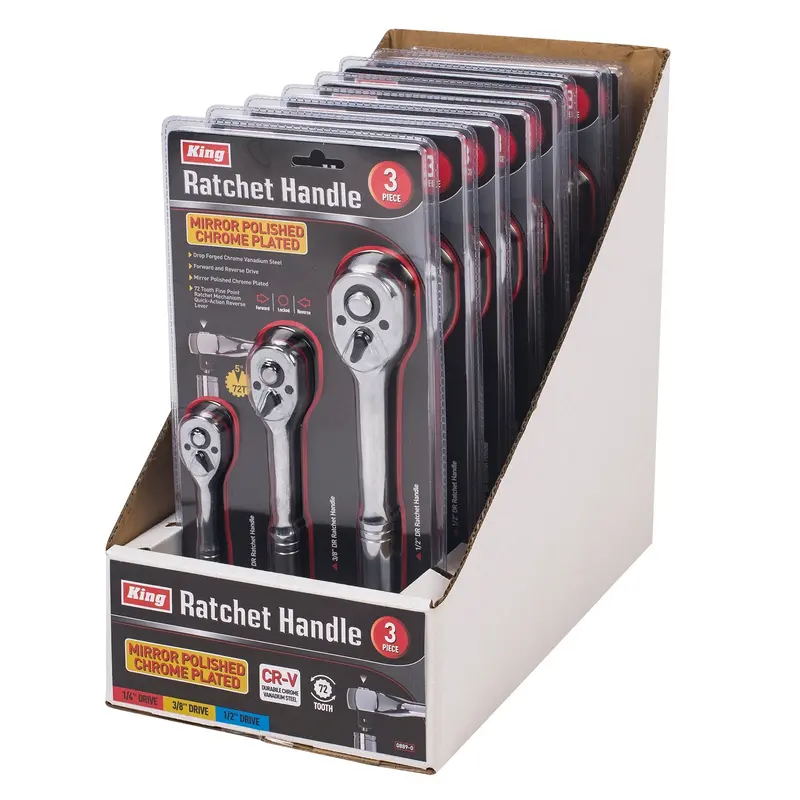 0889-0 – Three-Piece 72-Tooth Quick-Release Socket Ratchet Set (Display Case) 1