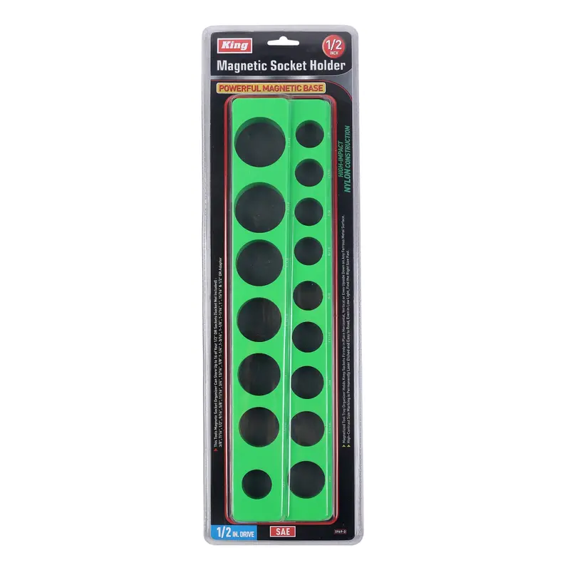 1/2-Inch Drive Magnetic Socket Holder – Sae Range (3/8"–1-1/4") – Green 1