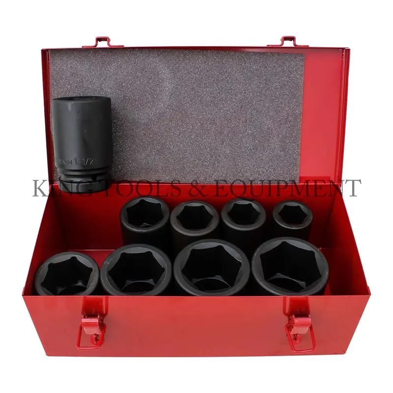 10-Piece 1-Inch Drive Deep Impact Socket Set – Heavy-Duty Steel With Metal Case 1