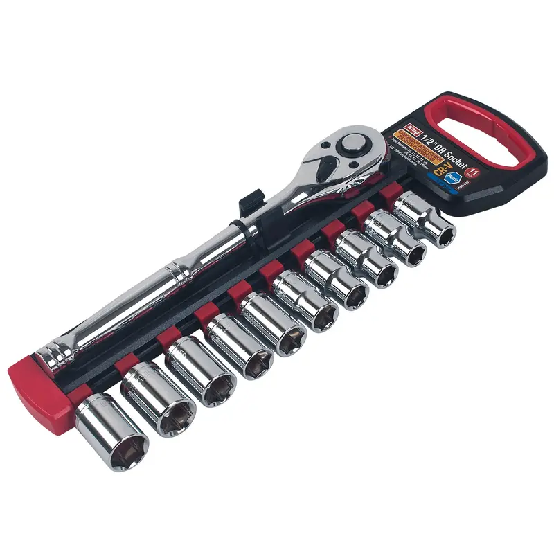 11-Piece 1/2" Drive Metric Socket Set With Ratchet – Chrome Vanadium Steel (Model 1555-0) 1