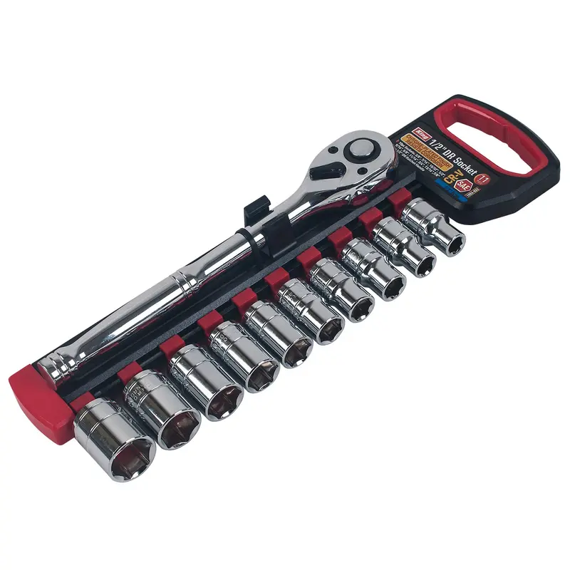 11-Piece 1/2" Drive Standard Socket Set With Ratchet – Professional-Grade Sae Tools (Model 1553-0) 1