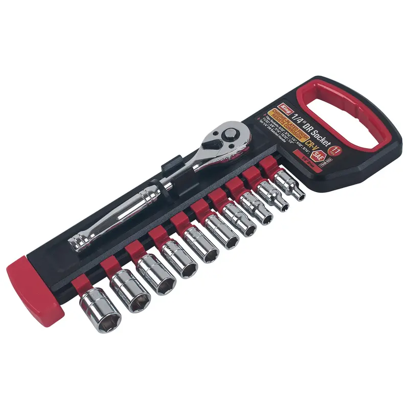 11-Piece 1/4" Drive Standard Socket Kit With Ratchet – Slim Profile Sae Socket Collection (Model 1548-0) 1