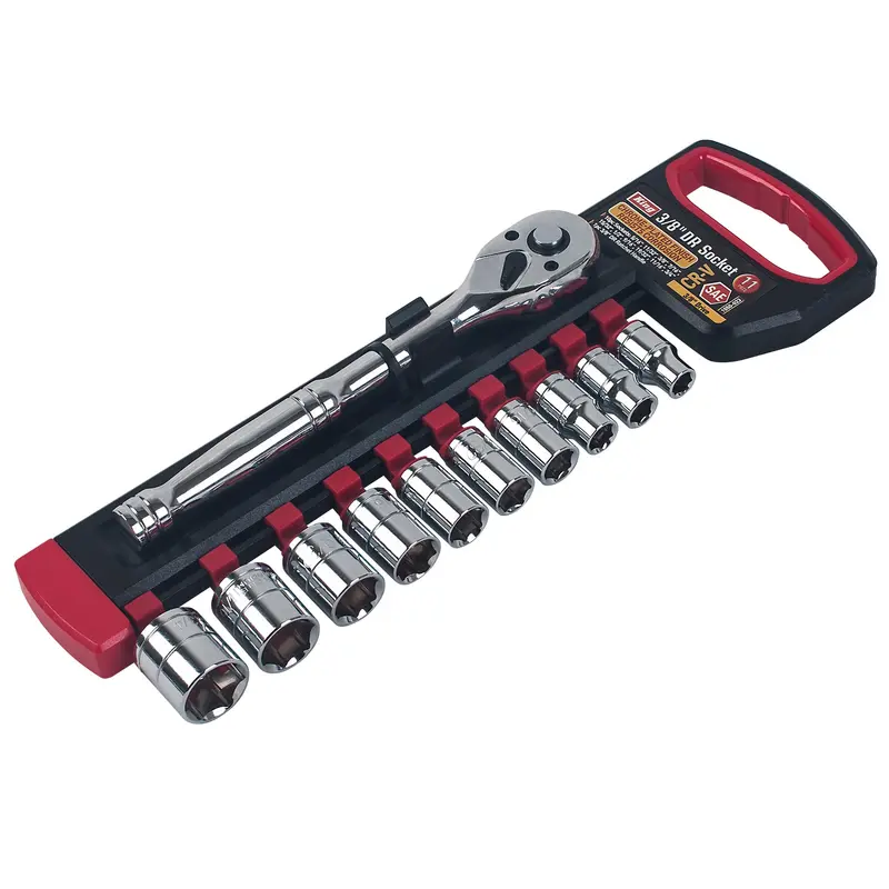 11-Piece 3/8" Drive Standard Socket Set With Ratchet – Versatile Sae Mechanics Kit (Model 1550-0) 1