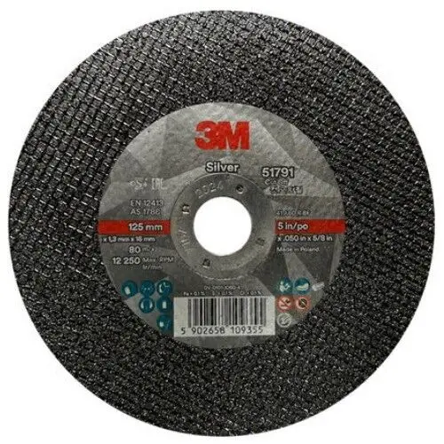 15-Pack 3M Silver 5" (125Mm) Cut-Off Wheels – Model 51791 1