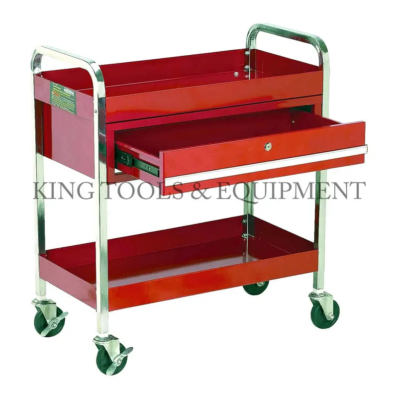 16" X 30" Two-Shelf Steel Service Cart – Compact Mobile Workstation With Swivel Casters 1