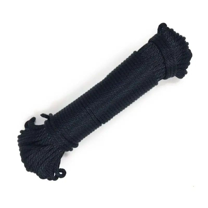 3/16-Inch Black Solid-Braid Polyester Rope – 100-Foot Hank 1