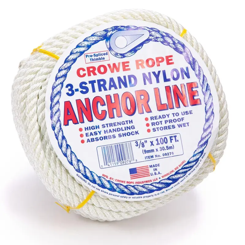 3/8-Inch X 100-Foot 3-Strand Anchor Line With Galvanized Steel Thimble 1
