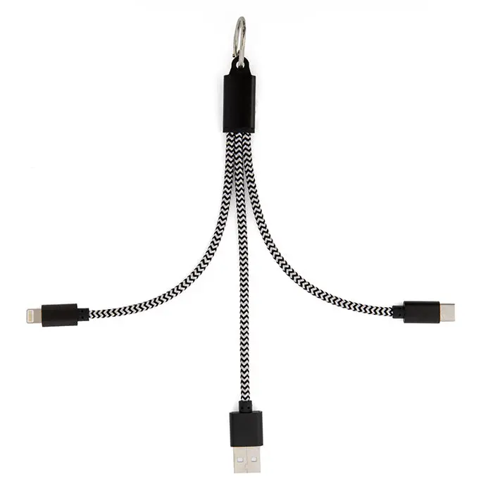 3-In-1 Keyring Charger With Usb-C, Lightning, And Micro-Usb Tips 1