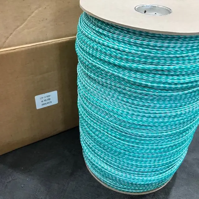 5000-Foot Spool Of 1/8-Inch Green-And-White Hollow-Braid Polypropylene 1
