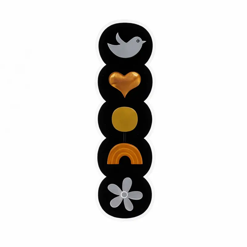 Acrylic Mezuzah Case With Joyful Symbols On Matte Black Background 1