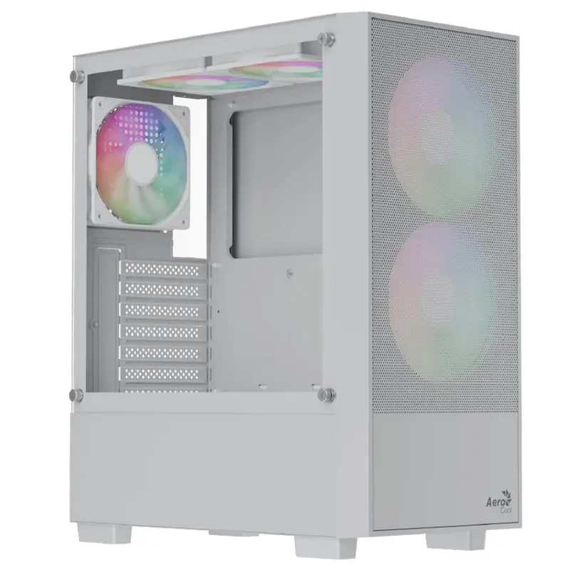 Aerocool B508A Flow Argb Mid-Tower Case With 650W 80 Plus Bronze Psu – White 1