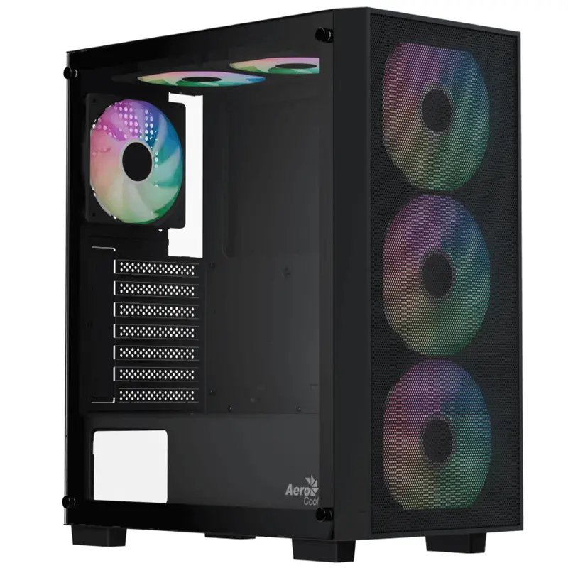 Aerocool B509A Flow Argb Mid-Tower Case With 650W 80 Plus Bronze Psu – Black 1
