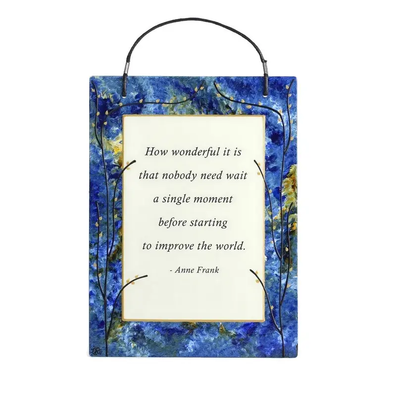 Anne Frank-Inspired Wall Hanging – Hand-Painted Glass Art Featuring 'How Wonderful It Is' 1