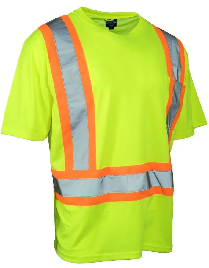 Ansi-Compliant Lime Hi-Vis Short-Sleeve Safety T-Shirt With Chest Pocket 1