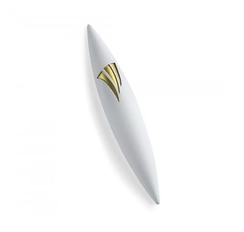 Apollo-Inspired Mezuzah — White Stone With Gold-Accent Detailing 1