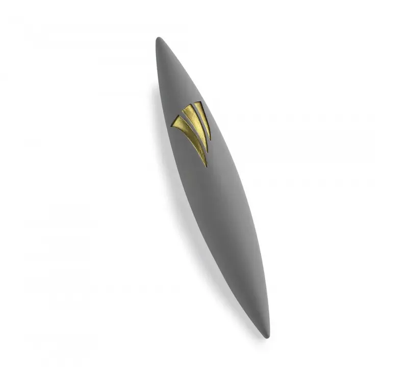 Apollo-Style Stone Mezuzah Case – Gray Base With Gold Embellishments 1