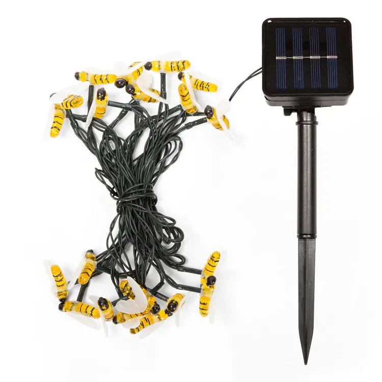 Bee-Shape Solar-Powered String Lights 1