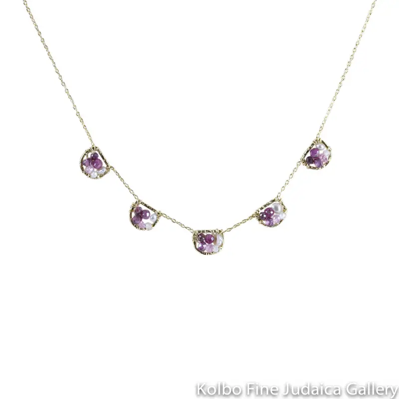 Berry Petal Beaded Necklace – Delicate Gold-Filled Pendant With Organic Texture 1
