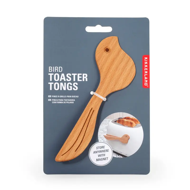 Bird-Embossed Stainless Steel Toaster Tongs 1