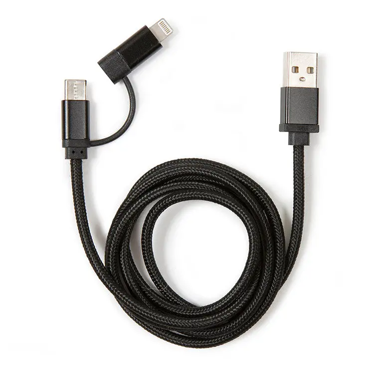 Black Braided Dual-Port Charging Cable 1