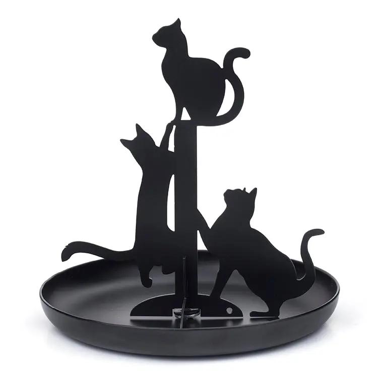 Black Cat Sculpture Jewelry Organizer Stand 1