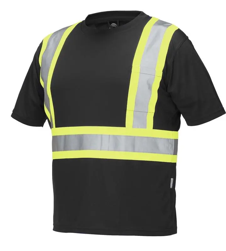 Black Hi-Vis Short-Sleeve Safety T-Shirt With Chest Pocket – Ansi Class 2 1