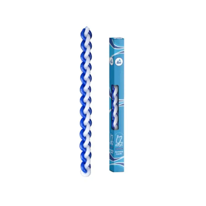 Blue And White Rounded Havdalah Candle For Shabbat Transition 1