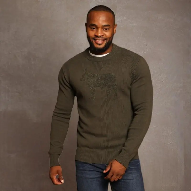 Bold Nguni-Inspired Pullover Sweatshirt In Fatigue Green 1