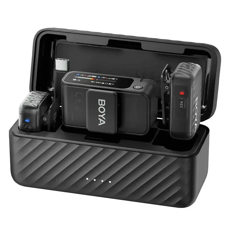 Boya Boyamic 2-01 Dual-Channel Wireless Microphone System – 2.4 Ghz, Portable Lavalier Mics, Black 1