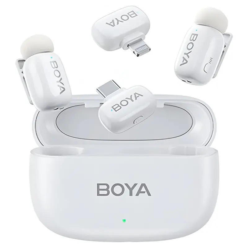 Boya Mini-13 2-In-1 Wireless Mic System – 2.4Ghz Dual-Channel, White 1