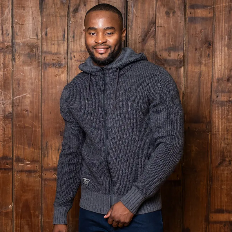 Cape Luxe Jackal Zip-Thru Hooded Knit Sweatshirt 1