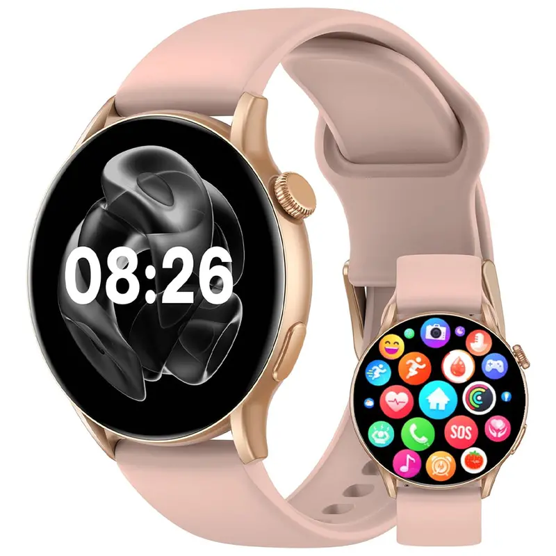 Cardoo X Orbit Smartwatch – Gold Zinc Alloy Case With Rose Gold Silicone Band 1