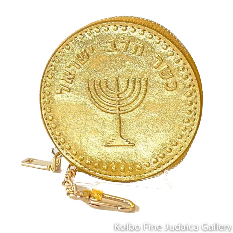Chanukah Gelt Coin Purse – Metallic Foil Design With Chain Clip 1