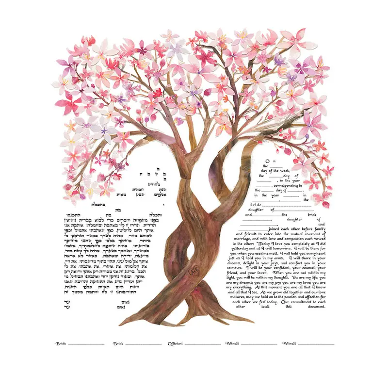 Cherry Blossoms Ketubah – Giclée Print On Archival Paper 1