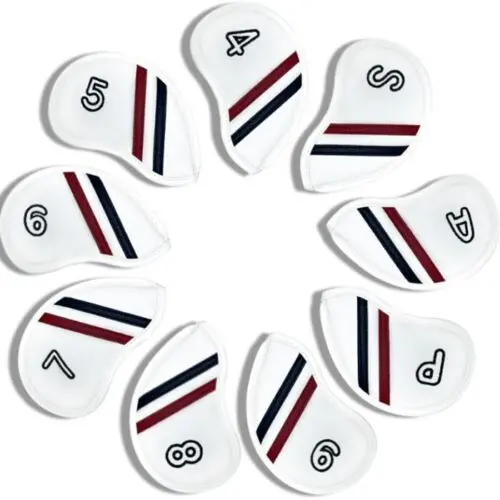 Crode 9-Piece Pu Iron Golf Club Headcover Set – Includes 4–9, S, A, P Covers (White) 1