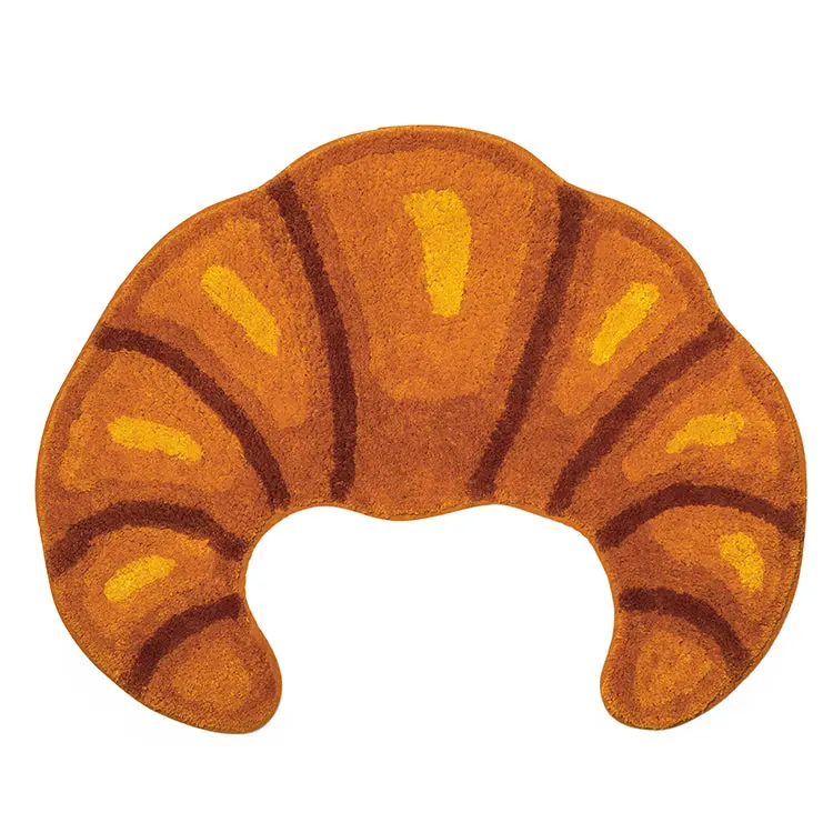 Croissant-Inspired Plush Bath Rug With Non-Slip Backing 1