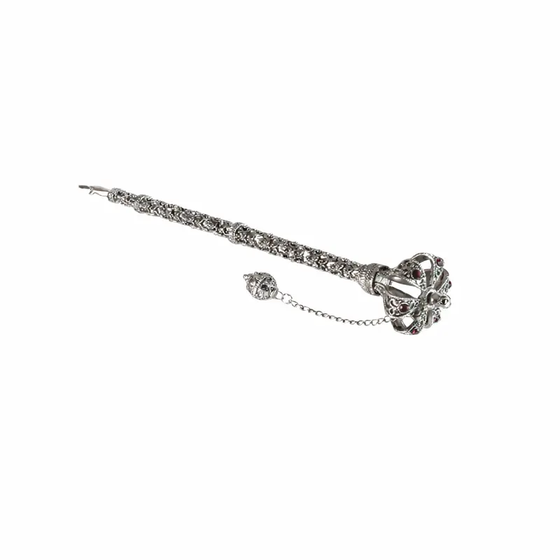 Crystal-Adorned Yad Pointer – Silver-Plated Pewter With European Crystals 1