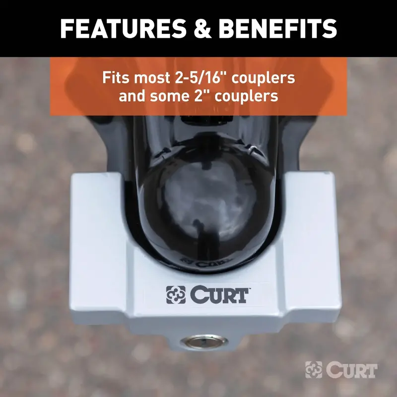 Curt Aluminum Trailer Tongue Lock For 2-5/16" Couplers – Powder-Coated Durability 1