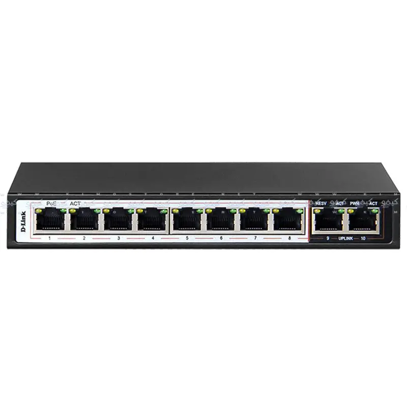 D-Link Des-F1010P-E/B 8-Port Poe + 2-Port Uplink 10/100 Mbps Unmanaged Desktop Switch 1