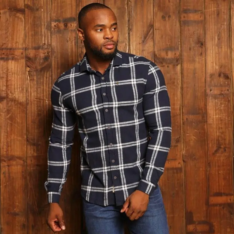 Dargle Flannel Slim Fit Shirt – Midnight Navy 1