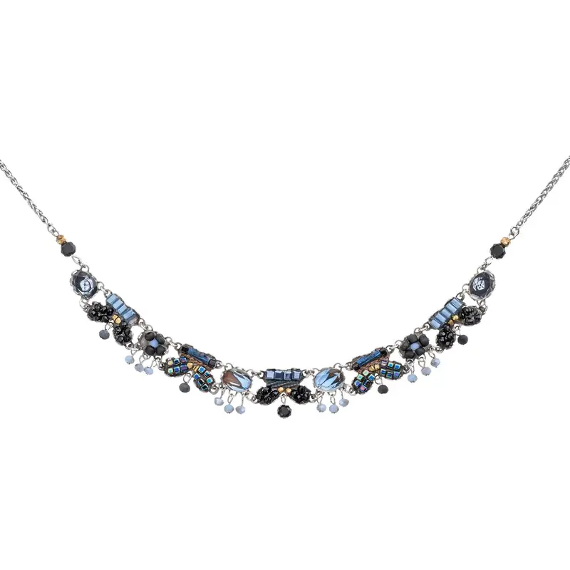 Deep Blue Beaded Necklace – Handcrafted Glass Beading 1
