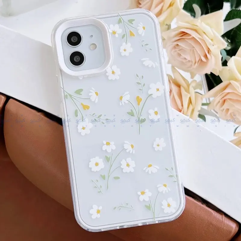 Floral Transparent Phone Case With White And Yellow Accents 1