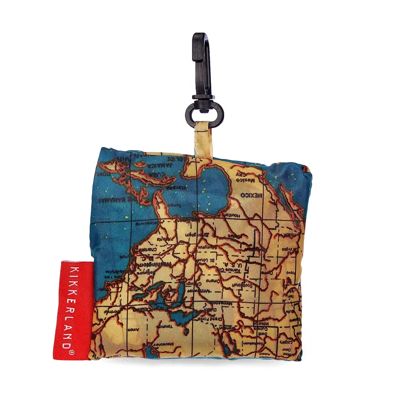 Foldable World Map Travel Laundry Bag With Drawstring 1