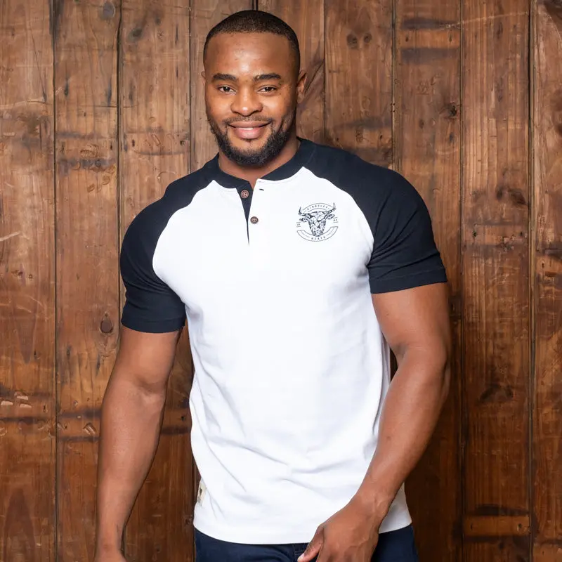 Geo Skull Raglan Henley Top – Pelican Colorway 1