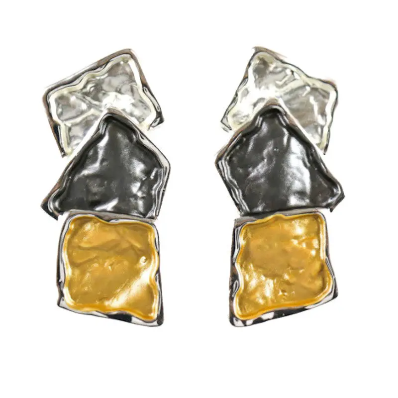 Geometric Post Earrings In Silver And Gold Plating 1