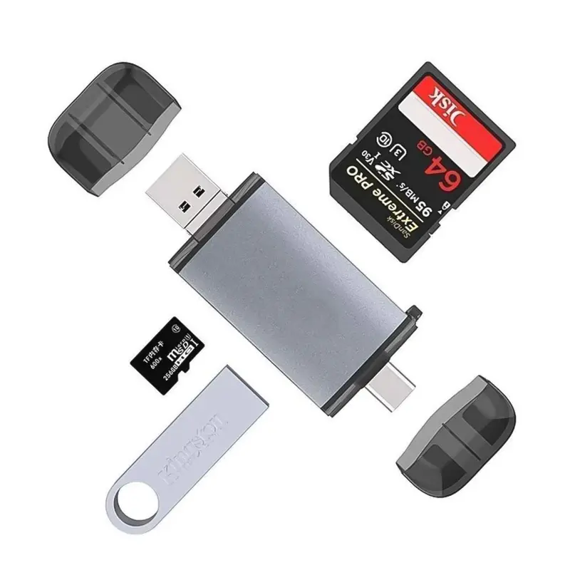 Gigamax Plus T-933A 3-In-1 Otg Card Reader – Usb-C, Usb-A, And Micro-Usb 1