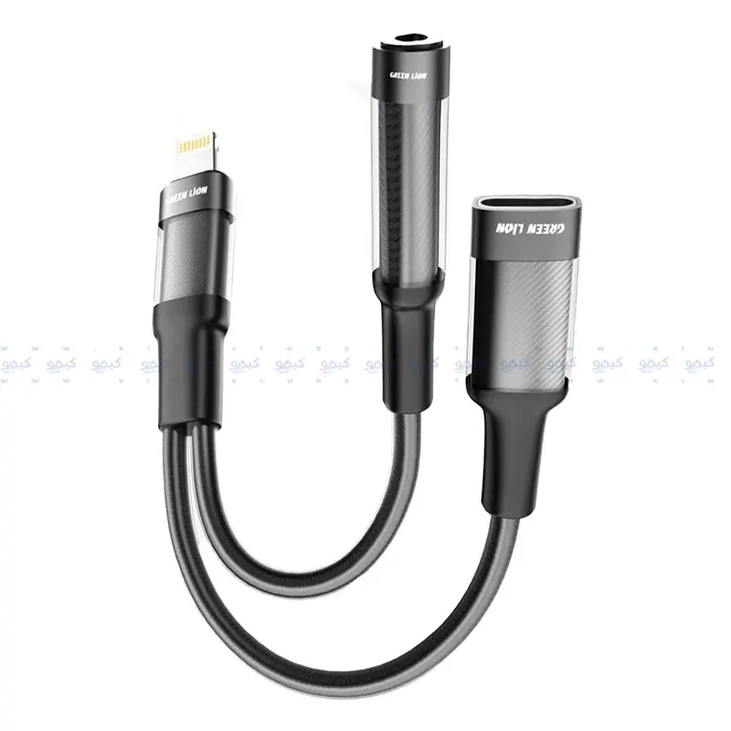 Green Lion Gnearadltlauxbk Lightning-To-Lightning + 3.5Mm Audio Adapter – Dual-Function Converter 1