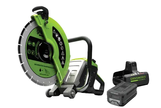 Greenworks Commercial 82V 14-Inch Power Cutter Kit With 7.2Ah Battery And Dual-Port Charger 1