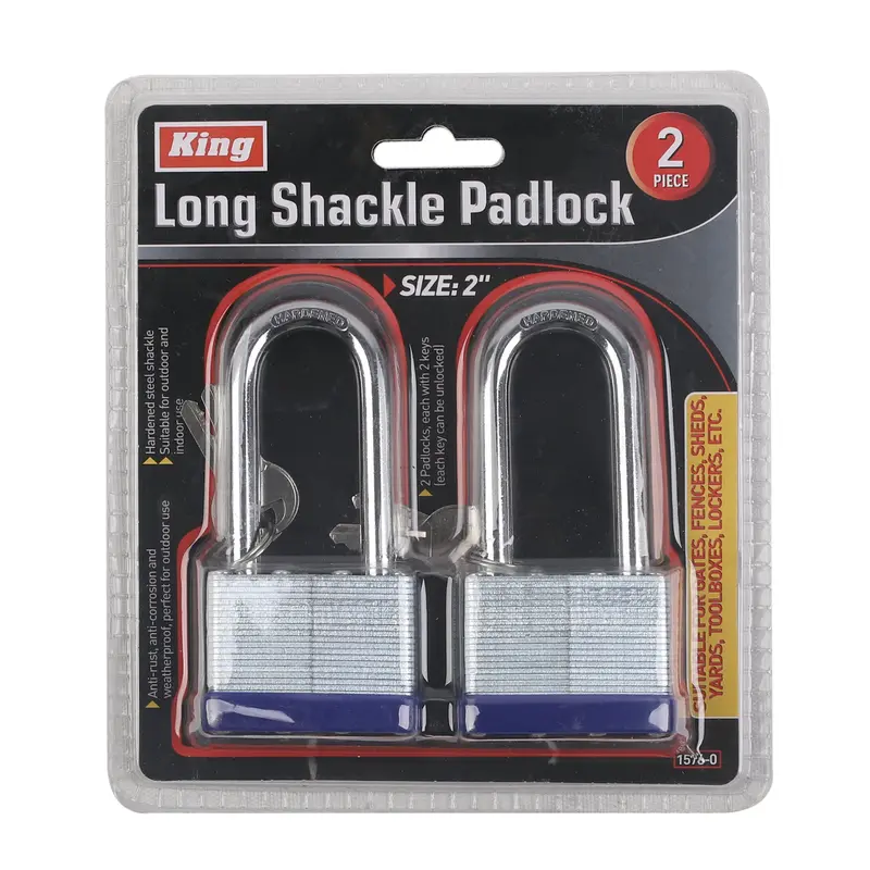 Heavy-Duty 2-Inch Long-Shackle Padlock Pair 1