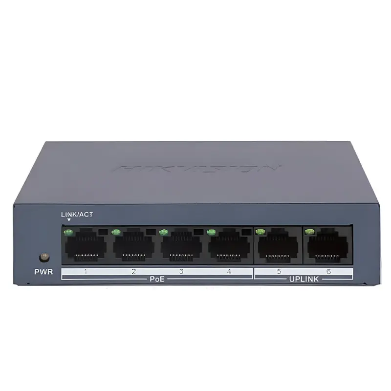 Hikvision Ds-3E0106Mp-E/M 6-Port Desktop Poe Switch – 4X Poe, 2X Uplink (45W) 1
